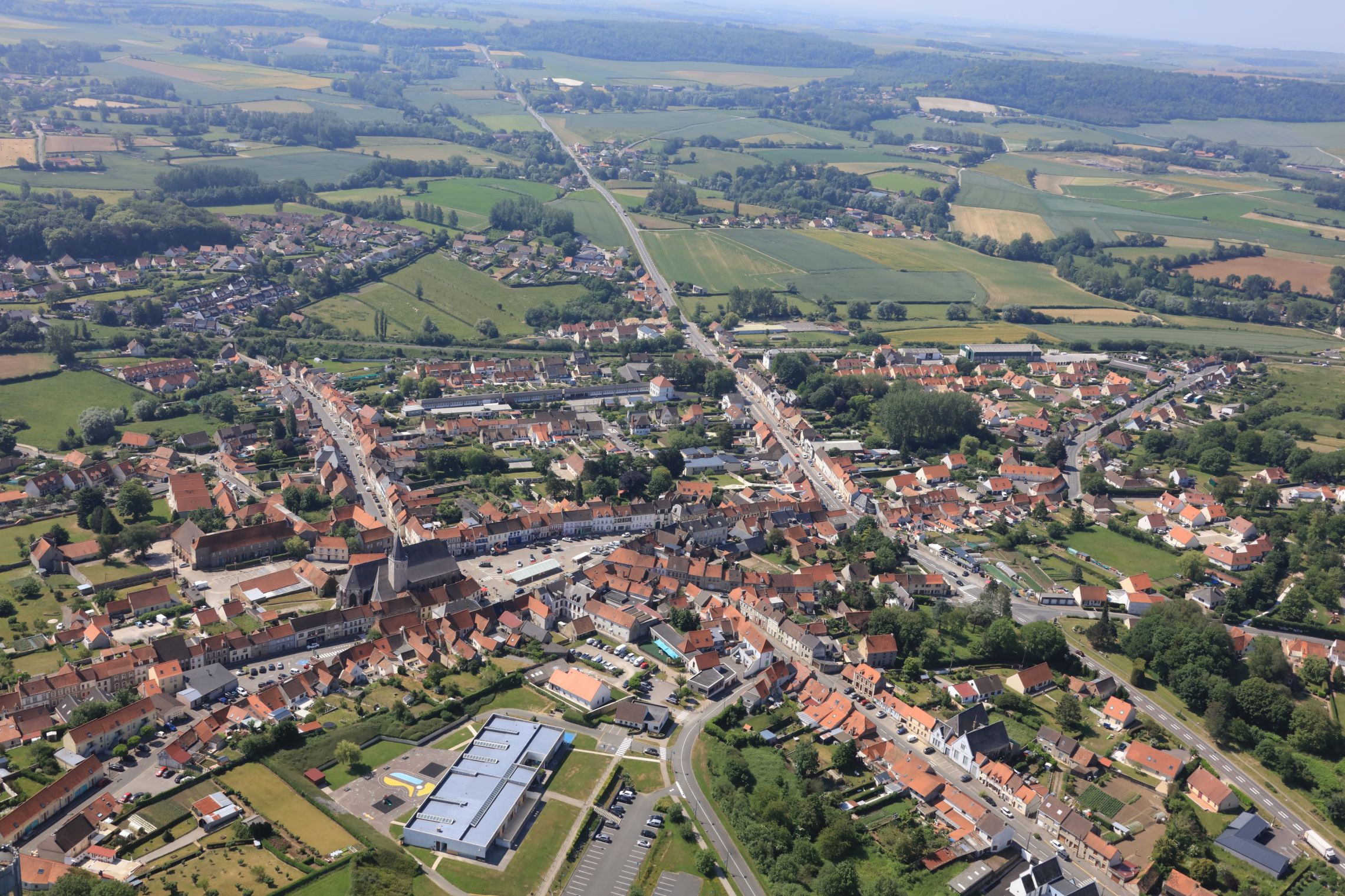 Vue aérienne ville de Samer